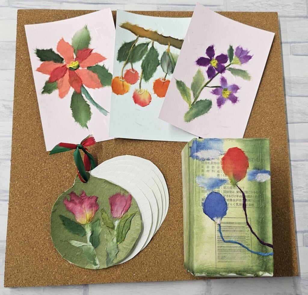 和紙ちぎり絵リユース工作