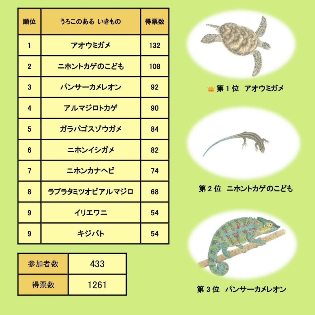 梅村有美「うろこのあるいきもの」人気投票結果